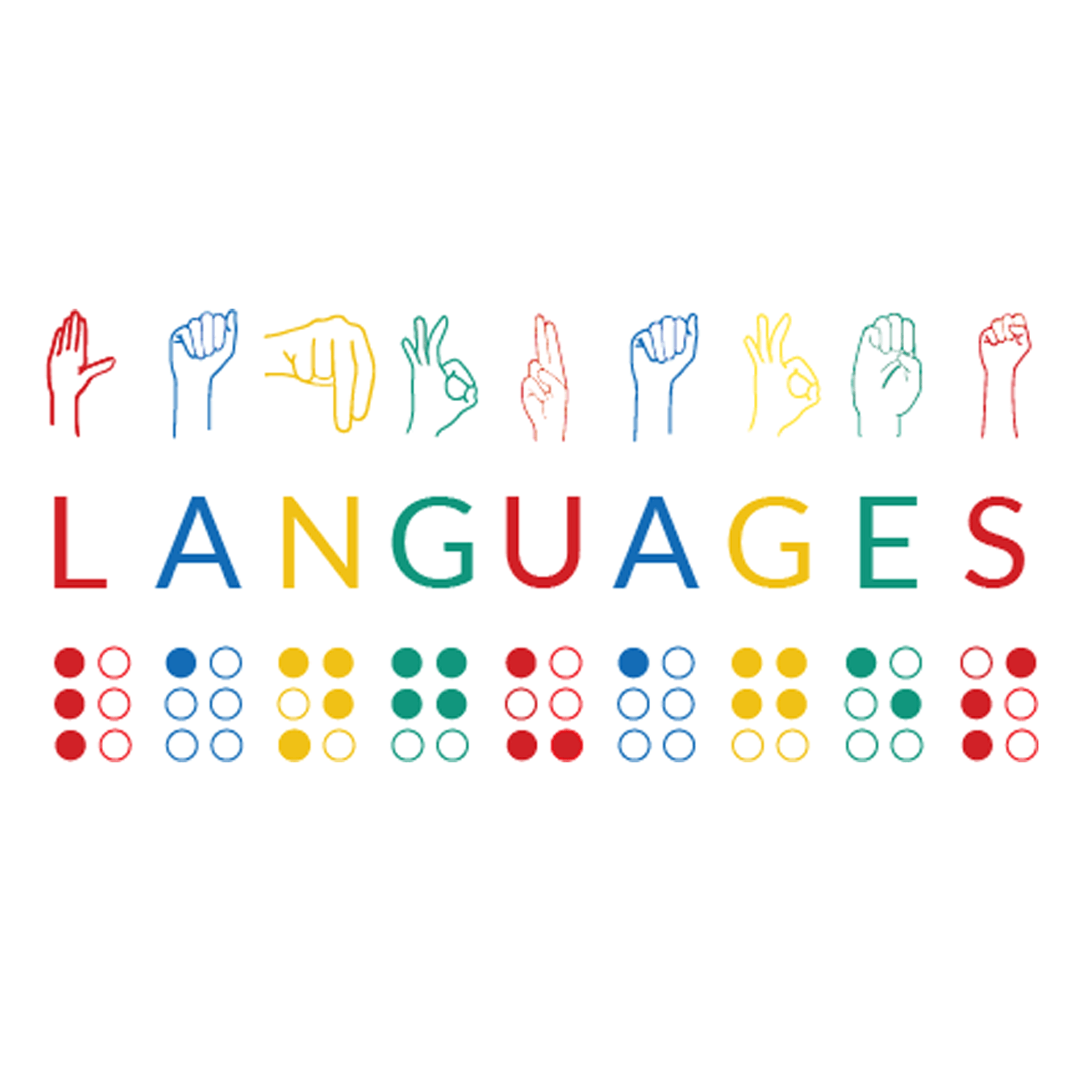 Languages Logo which spells out the work language in ISL