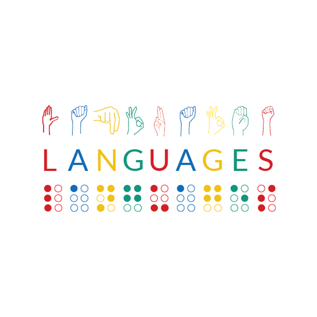 Languages Logo which spells out the work language in ISL