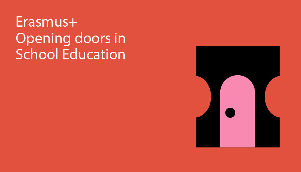 Decorative Image for Erasmus+ School Education which reads 'Opening doors in School Education'